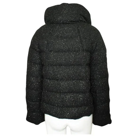 Diane Von Furstenberg Black Hall Sparkle Glitter Puffer Coat Jacket Small NWT - Picture 5 of 9